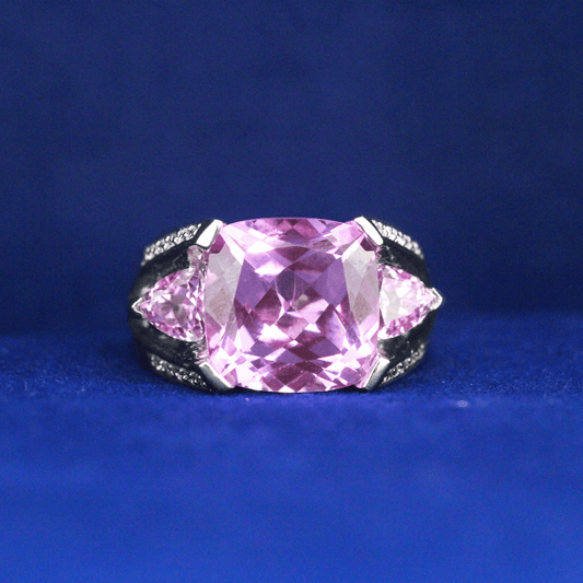 Front view of Pink Cushion Zirconia Ring – Fine jewelry


