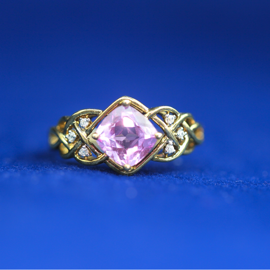 Front view of Pink Sapphire Engagement Ring – Fine jewelry

