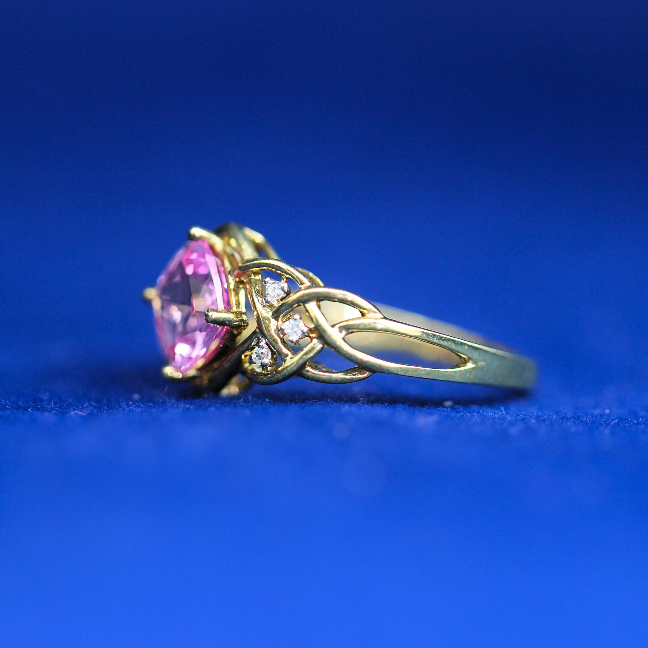 Left side view of Pink Sapphire Engagement Ring – Fine jewelry

