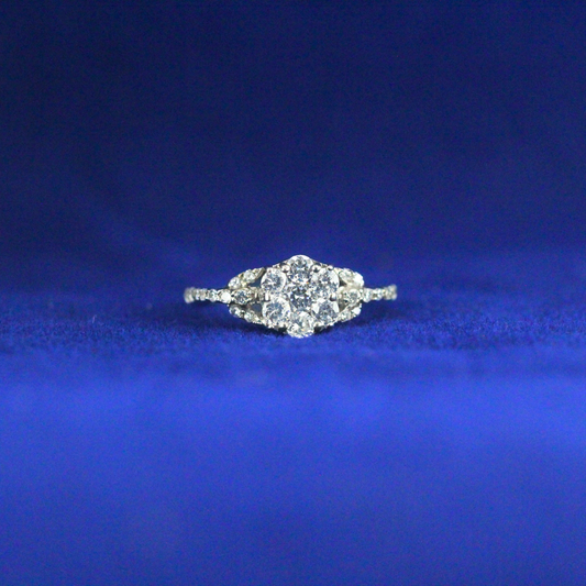 Front view of Round Cluster Diamond Ring with Moissanite diamonds – Fine jewelry

