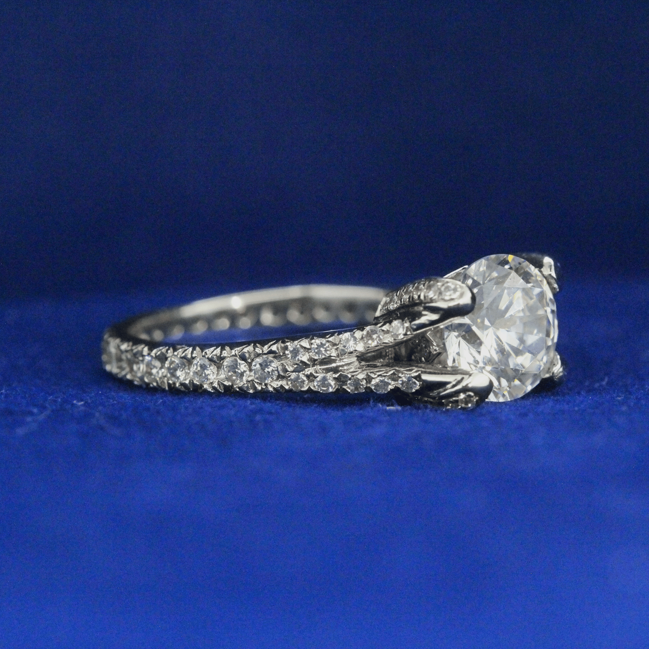 Right side view of Round Solitaire Ring with Moissanite diamond – Fine jewelry

