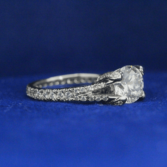 Right side view of Round Solitaire Ring with Moissanite diamond – Fine jewelry

