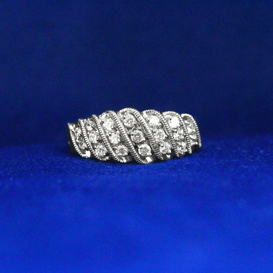 Front view of Snake Diamond Band Ring with Moissanite diamonds – Fine jewelry

