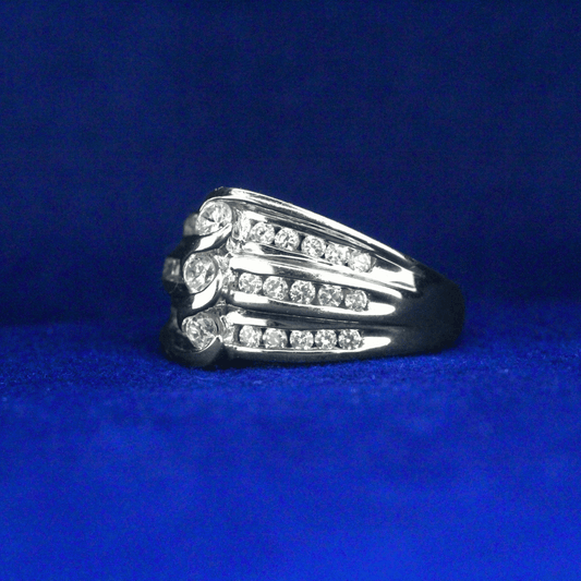Right side view of Swirl Bridal Ring with Moissanite diamonds – Fine jewelry

