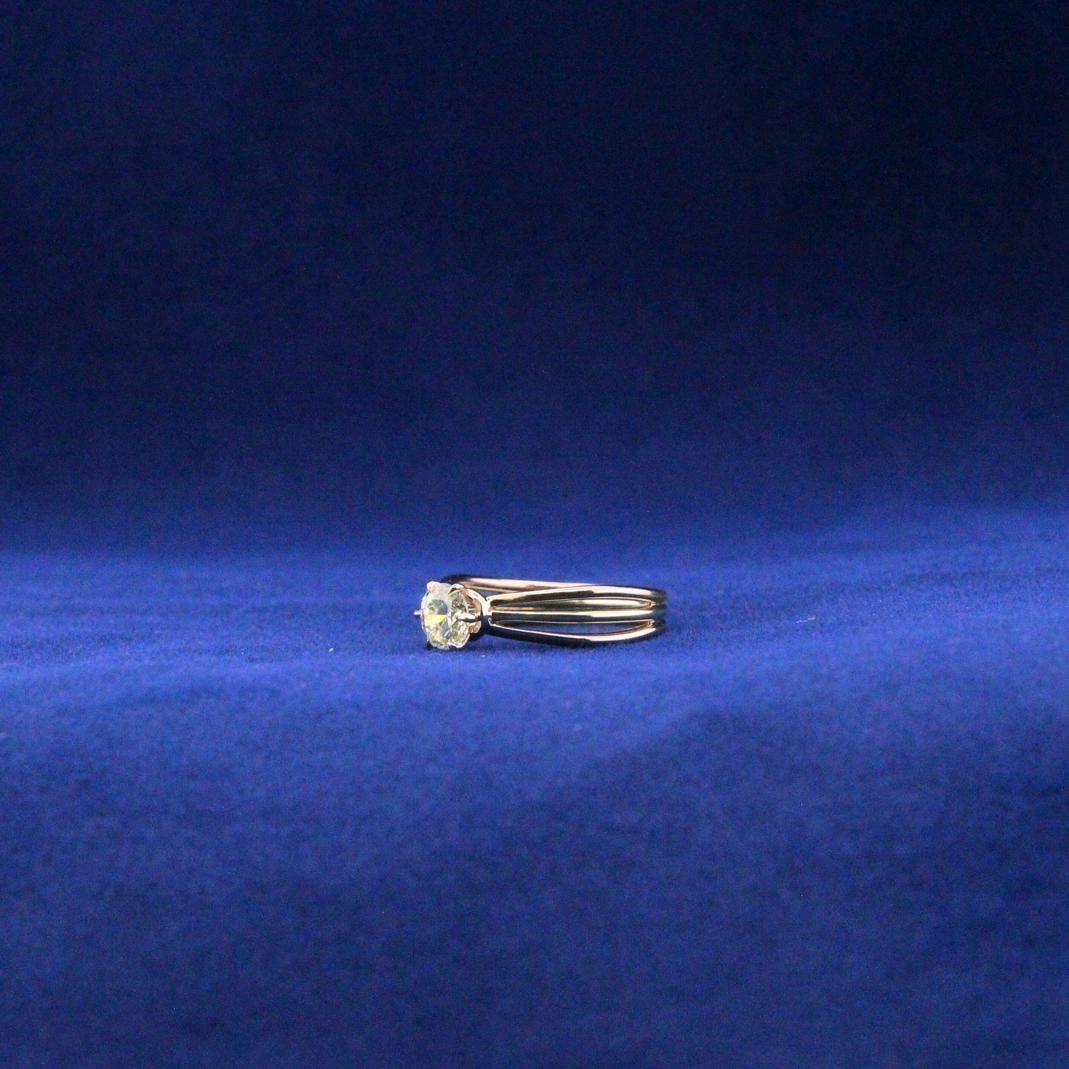 Left side view of Trio Split Shank Ring with Moissanite diamonds – Fine jewelry

