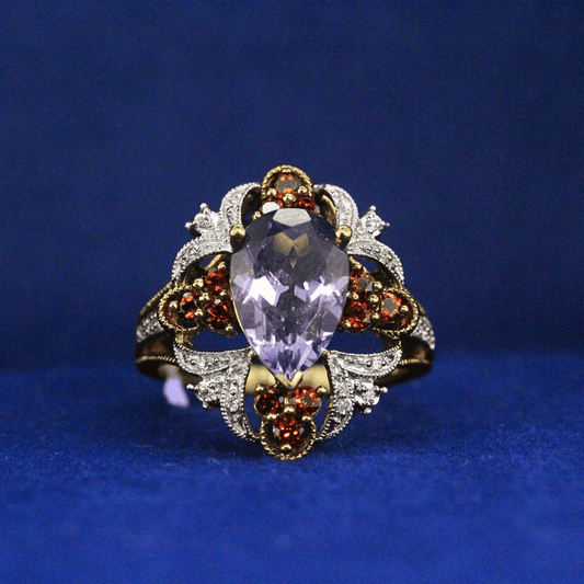 Front view of Unique Birthstone Ring with customizable gemstones – Fine jewelry

