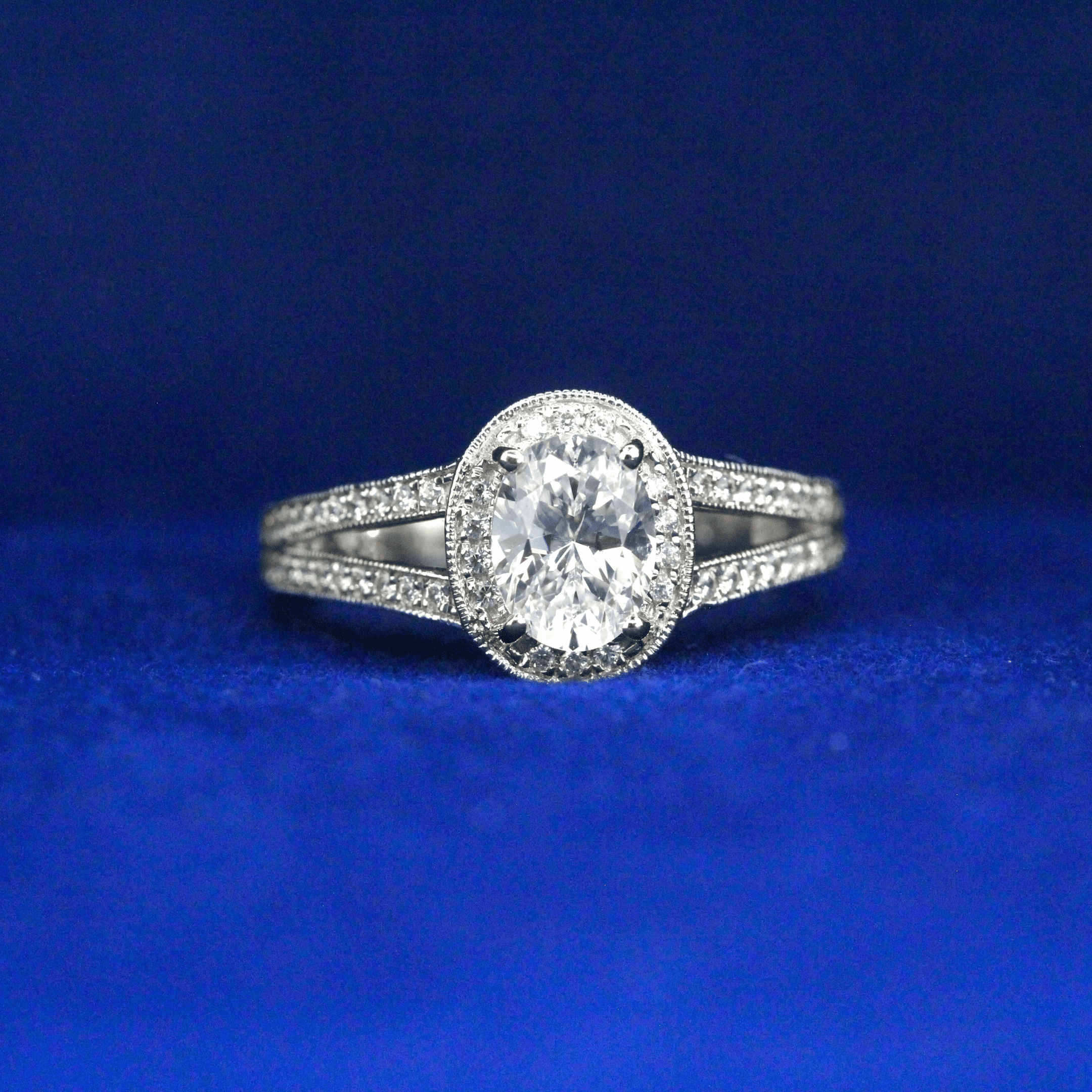 Front view of Valina Oval Cut Diamond Engagement Ring with Moissanite diamonds – Fine jewelry

