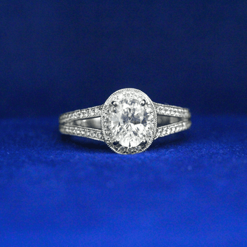 Front view of Valina Oval Cut Diamond Engagement Ring with Moissanite diamonds – Fine jewelry

