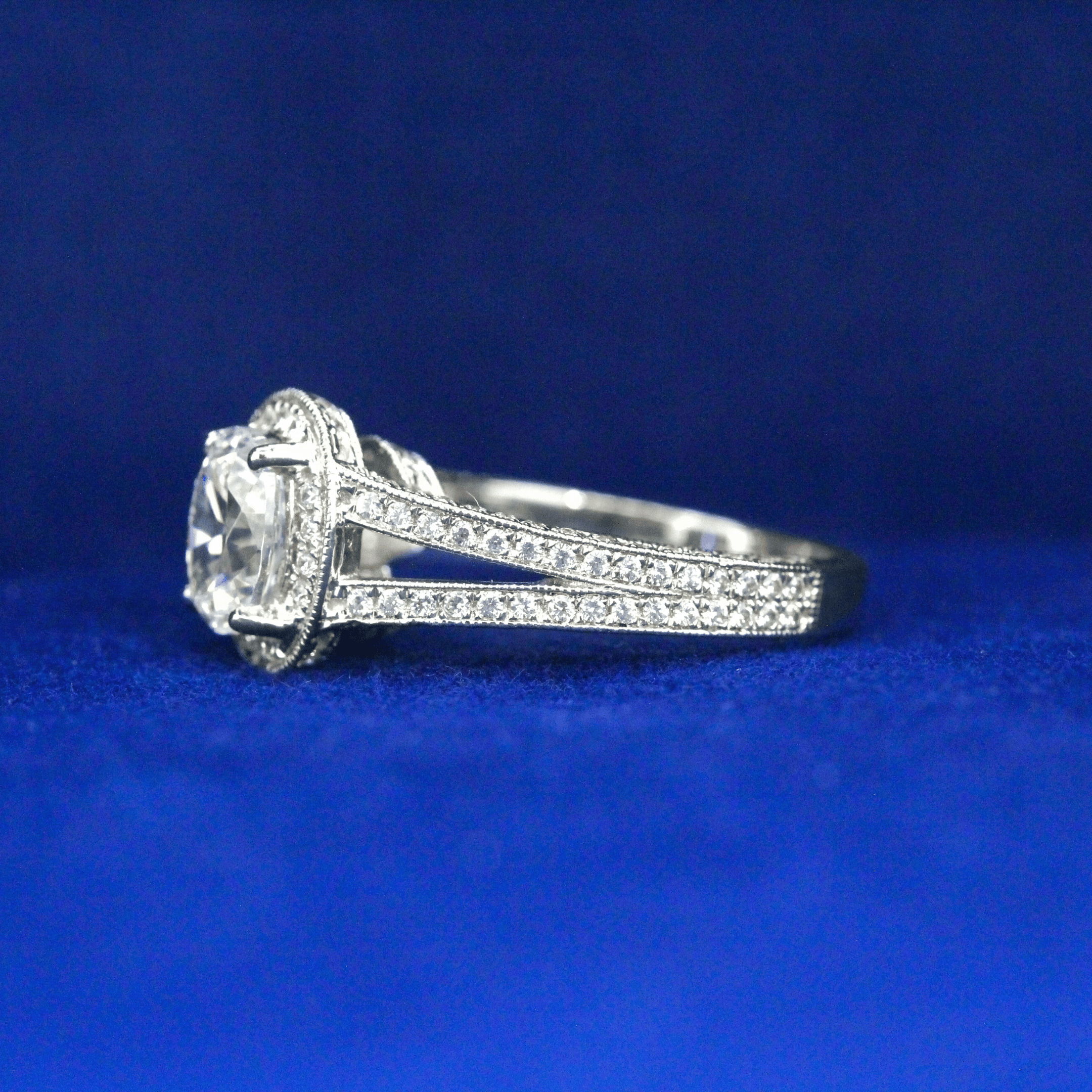 Left side view of Valina Oval Cut Diamond Engagement Ring with Moissanite diamonds – Fine jewelry

