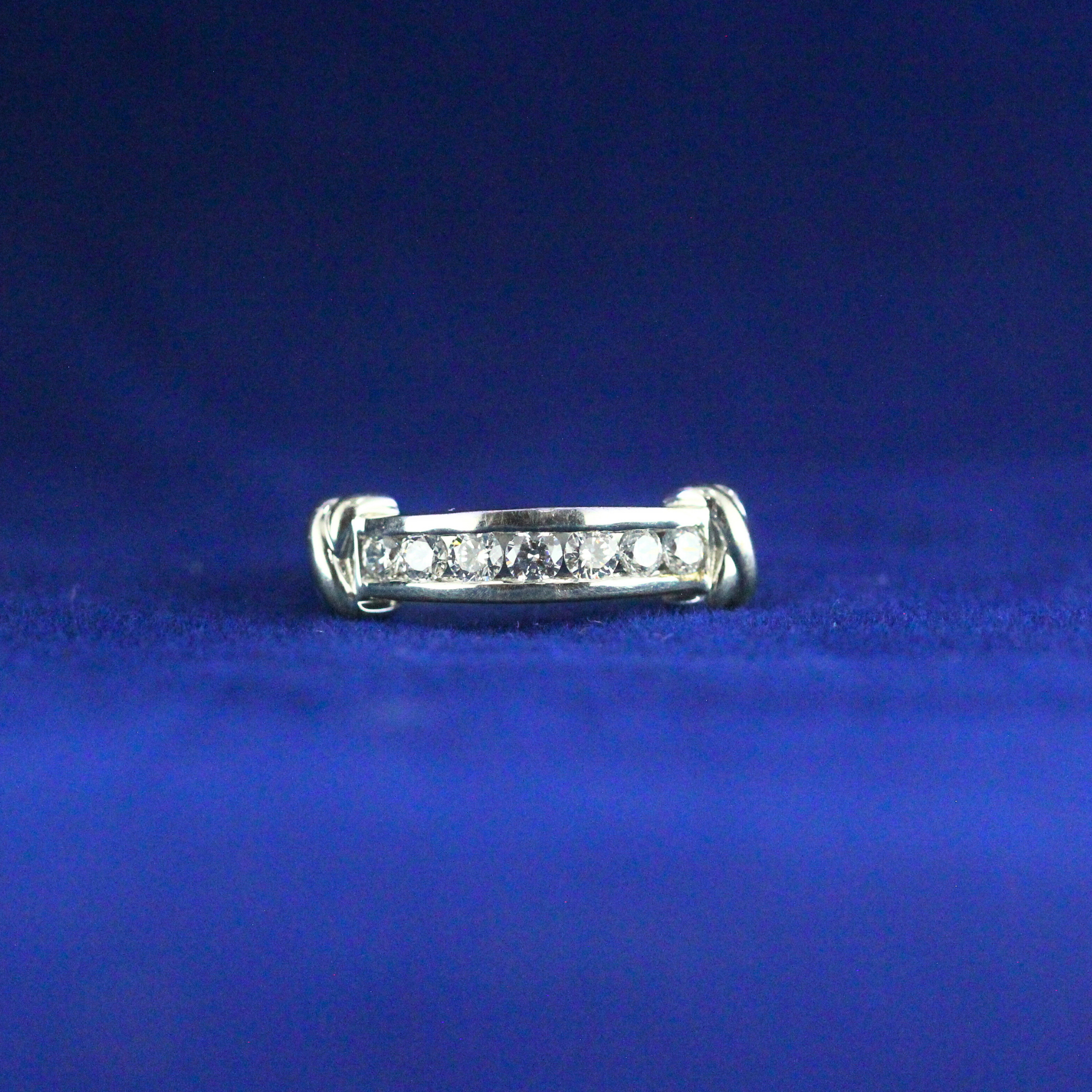 Front view of Vintage Diamond Wedding Band with Moissanite diamonds – Fine jewelry


