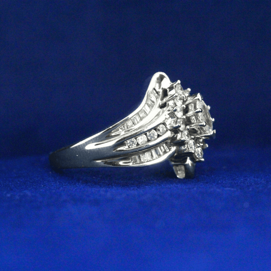 Right side view of Vintage Marquise Ring with Moissanite diamonds – Fine jewelry

